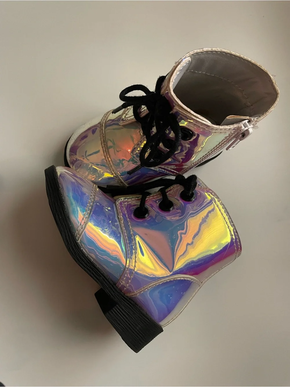 wonder nation Iridescent Holographic Boots with Black Laces